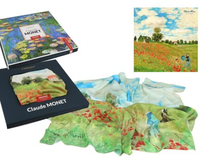 Apaszka Szal ze szlachetnej tkaniny - Monet, Pole maków (CARMANI)