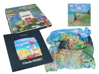 Apaszka Szal ze szlachetnej tkaniny - Monet, Spacer po klifie w Pourville (CARMANI)
