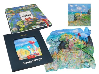 Apaszka Szal ze szlachetnej tkaniny - Monet, Spacer po klifie w Pourville (CARMANI)