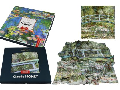 Apaszka Szal ze szlachetnej tkaniny - Monet, Staw z nenufarami (CARMANI)