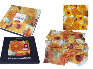 Apaszka Szal ze szlachetnej tkaniny - Van Gogh, Słoneczniki (CARMANI)