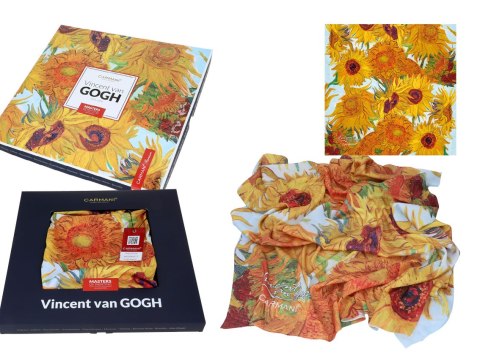 Apaszka Szal ze szlachetnej tkaniny - Van Gogh, Słoneczniki (CARMANI)