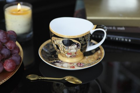 Filiżanka duża PREMIUM - Klimt, Pocałunek - Porcelana w eleganckim kuferku
