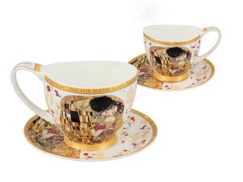 Filiżanka duża PREMIUM - Klimt, Pocałunek - Porcelana w eleganckim kuferku