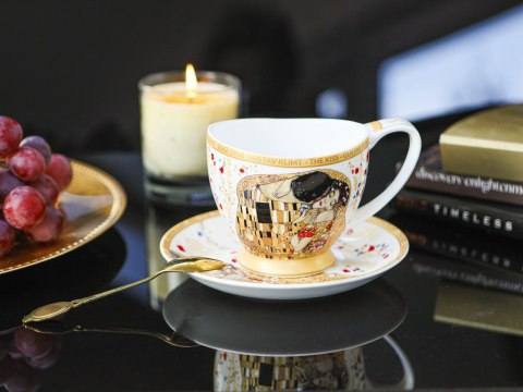 Filiżanka duża PREMIUM - Klimt, Pocałunek - Porcelana w eleganckim kuferku