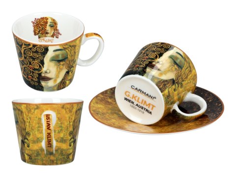 Komplet 2 filiżanek espresso PREMIUM - Klimt, Złote łzy PORCELANA