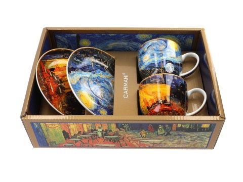 Komplet 2 dużych filiżanek premium - V. van Gogh, Taras kawiarni nocą i Gwiaździsta noc Komplet 2 dużych filiżanek premium