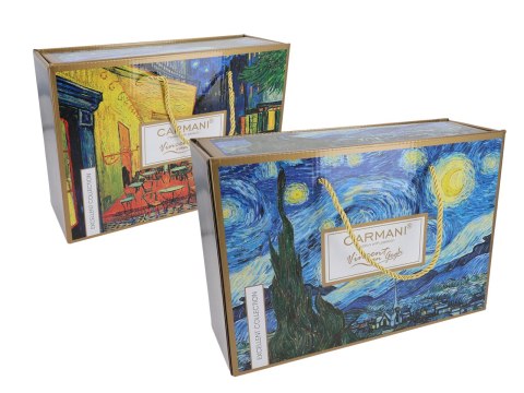 Komplet 2 kubków premium - Van Gogh, Taras kawiarni nocą i Gwiaździsta Noc PORCELANA