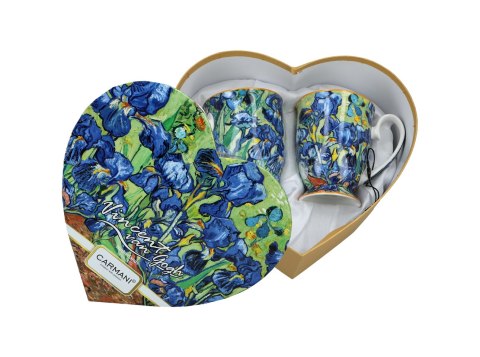 Komplet 2 kubków w sercu - Van Gogh, Irysy PORCELANA