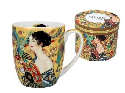 Kubek w pięknym pudełku - Klimt, Dama z wachlarzem